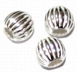 Silver bead to place between glass model Nipis  5mm (3psc)