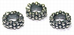 Silver bead to place between glas -Nanka  7 x 3,5 mm (3 pcs)